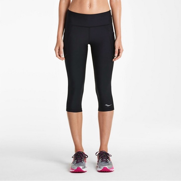 Saucony Bullet Series Black Capri Compression Leggings for Running Large - Picture 1 of 7